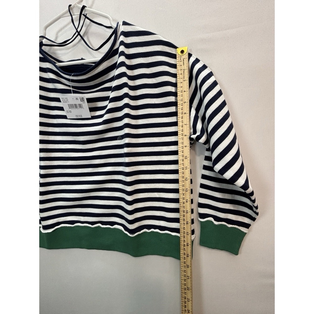 American Eagle Striped Cropped Pullover Sweatshirt Womens 2XS Blue Green - Picture 9 of 10